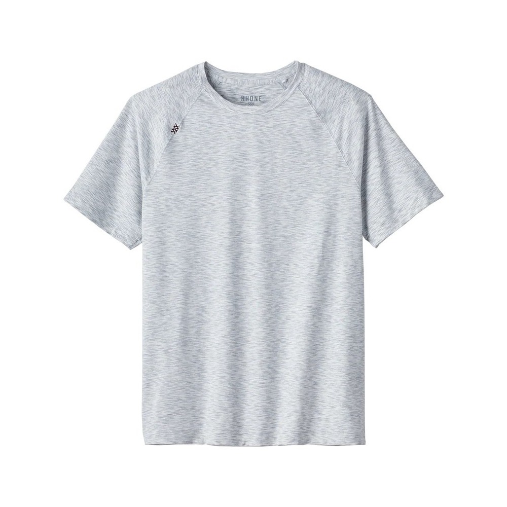 Rhone Mens Reign Short Sleeve Shirt in Grey Space Dye Size Medium Active UPF+